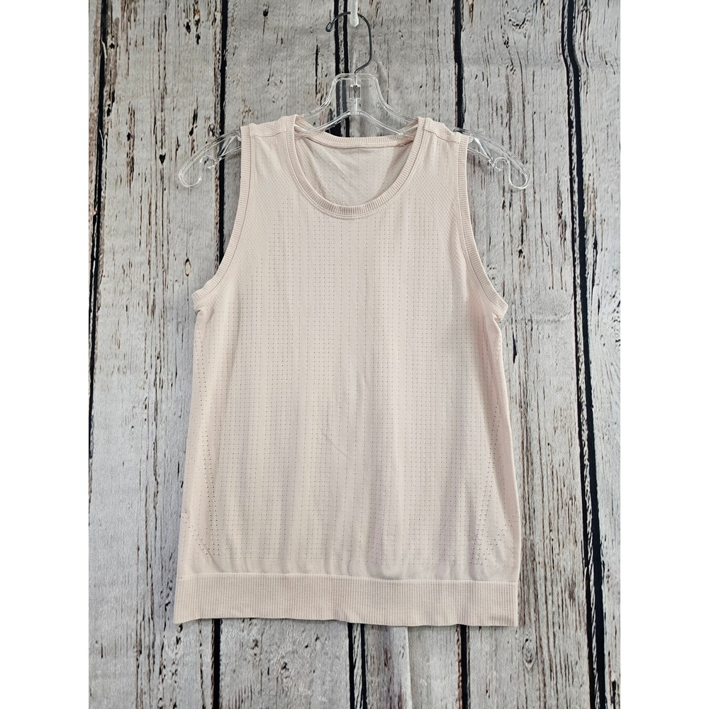 Athleta Renew Seamless Tank Top Women XXS Pink Solid Pointelle Mesh 657685 euc